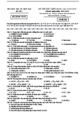 Bộ đề thi thử Trung học phổ Thông Quốc gia môn Hóa học năm 2019 - Sở giáo dục và đào tạo Hà Nội
